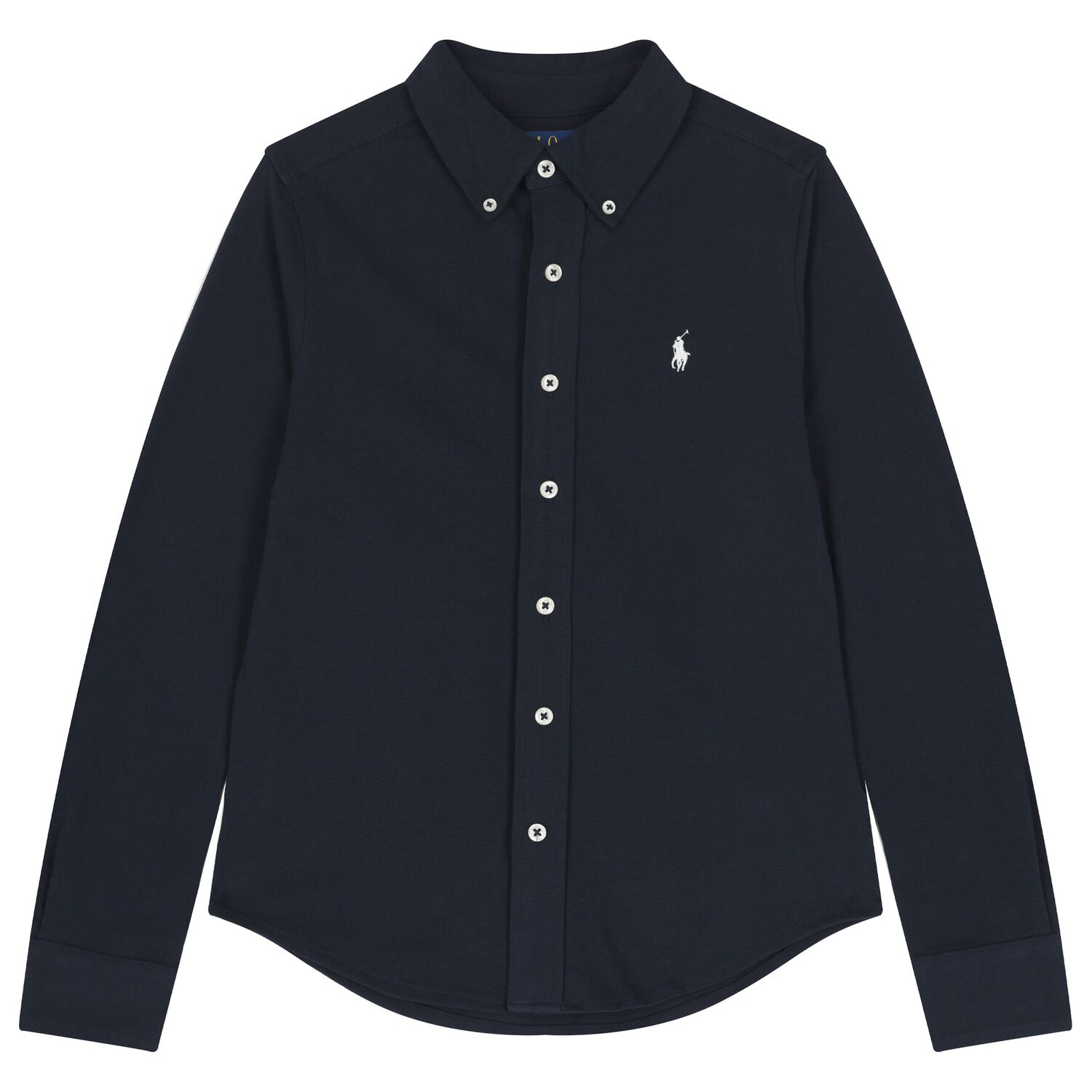 Boys Navy Blue Logo Shirt, 1, hi-res