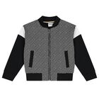  توب بنات هودي بسحاب بالشعار باللون الأسود و الأبيض, 1, hi-res