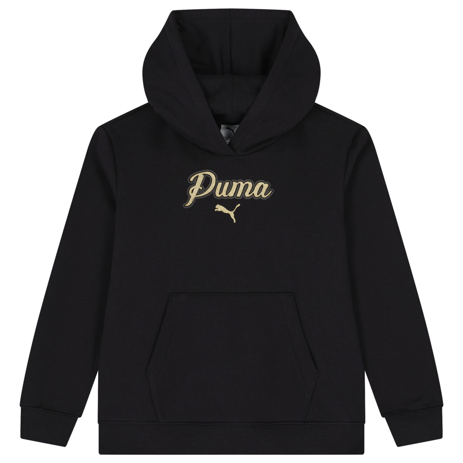 Girls Black Logo Hooded Top, 1, hi-res
