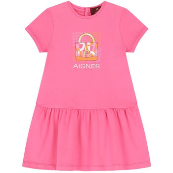 Younger Girls Pink Logo Bag Dress
