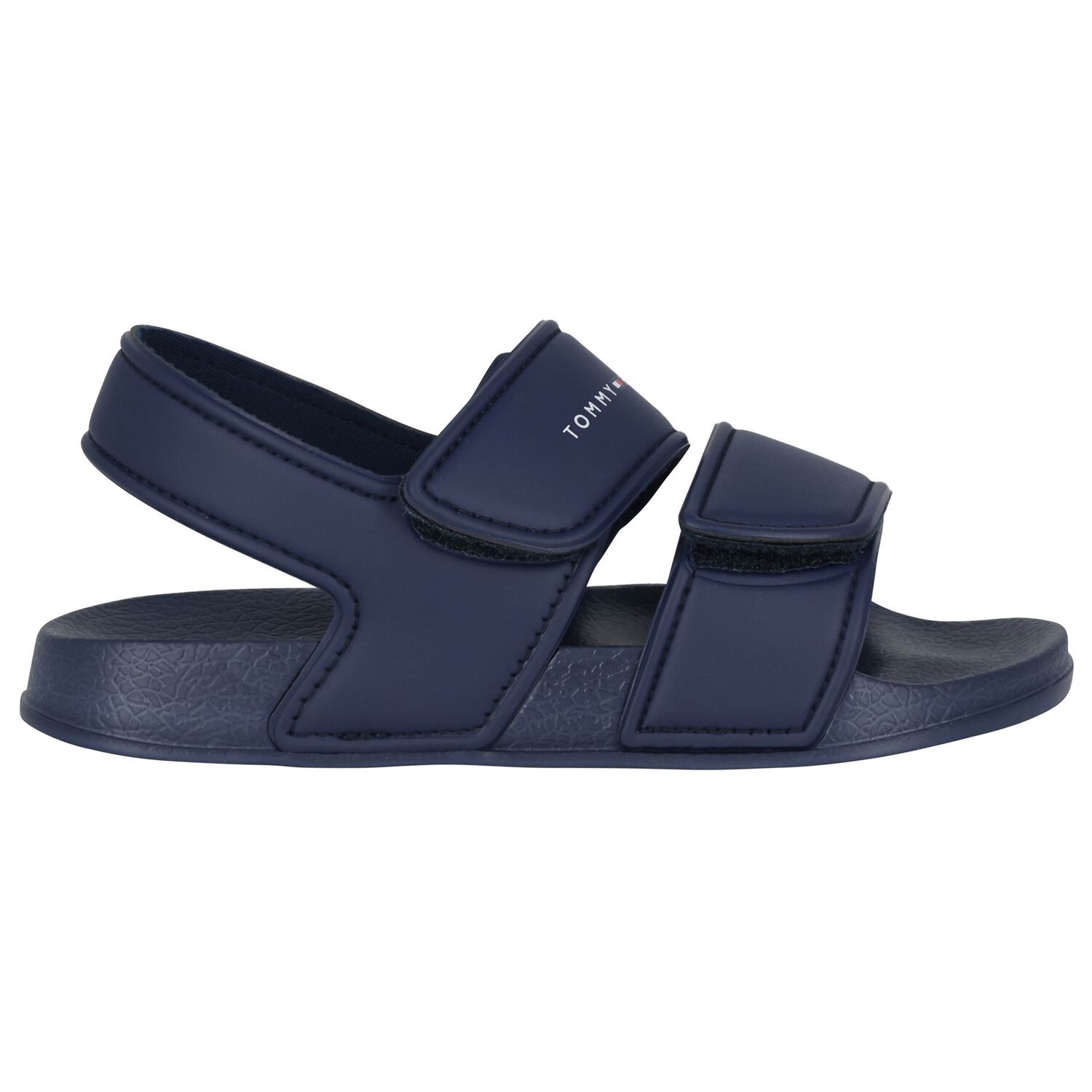 Boys Navy Blue Logo Sandals, 1, hi-res