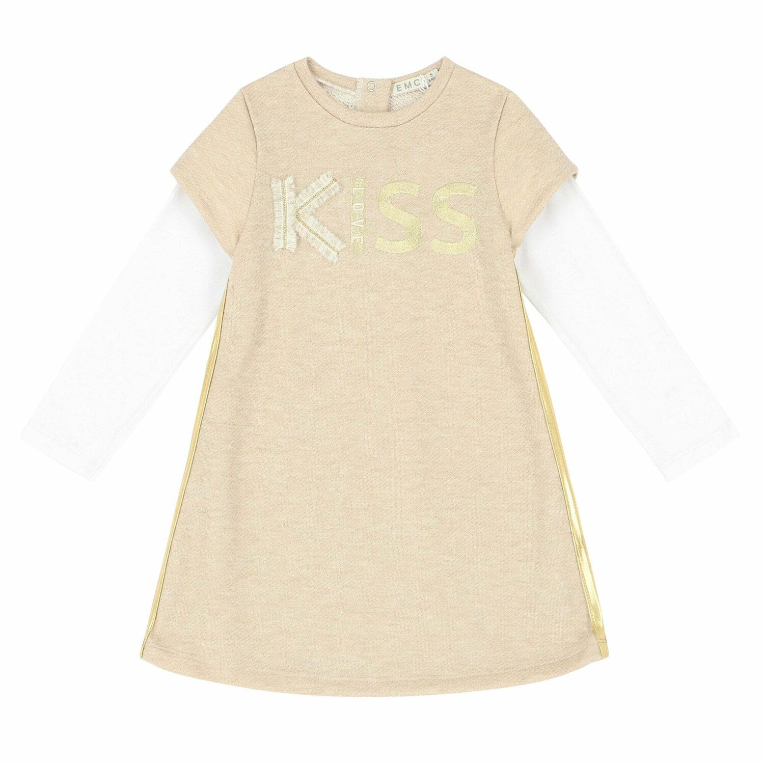 فستان مطرز باللون البيج للبنات, 1, hi-res image number null