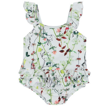 Baby Girls White Floral Swimsuit