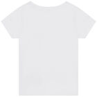 Girls White Sequin Logo T-Shirt, 1, hi-res