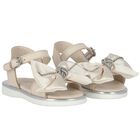 Girls Ivory Embellished Bow Sandals, 1, hi-res