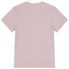 Girls Pink Logo Ribbed T-Shirt, 1, hi-res