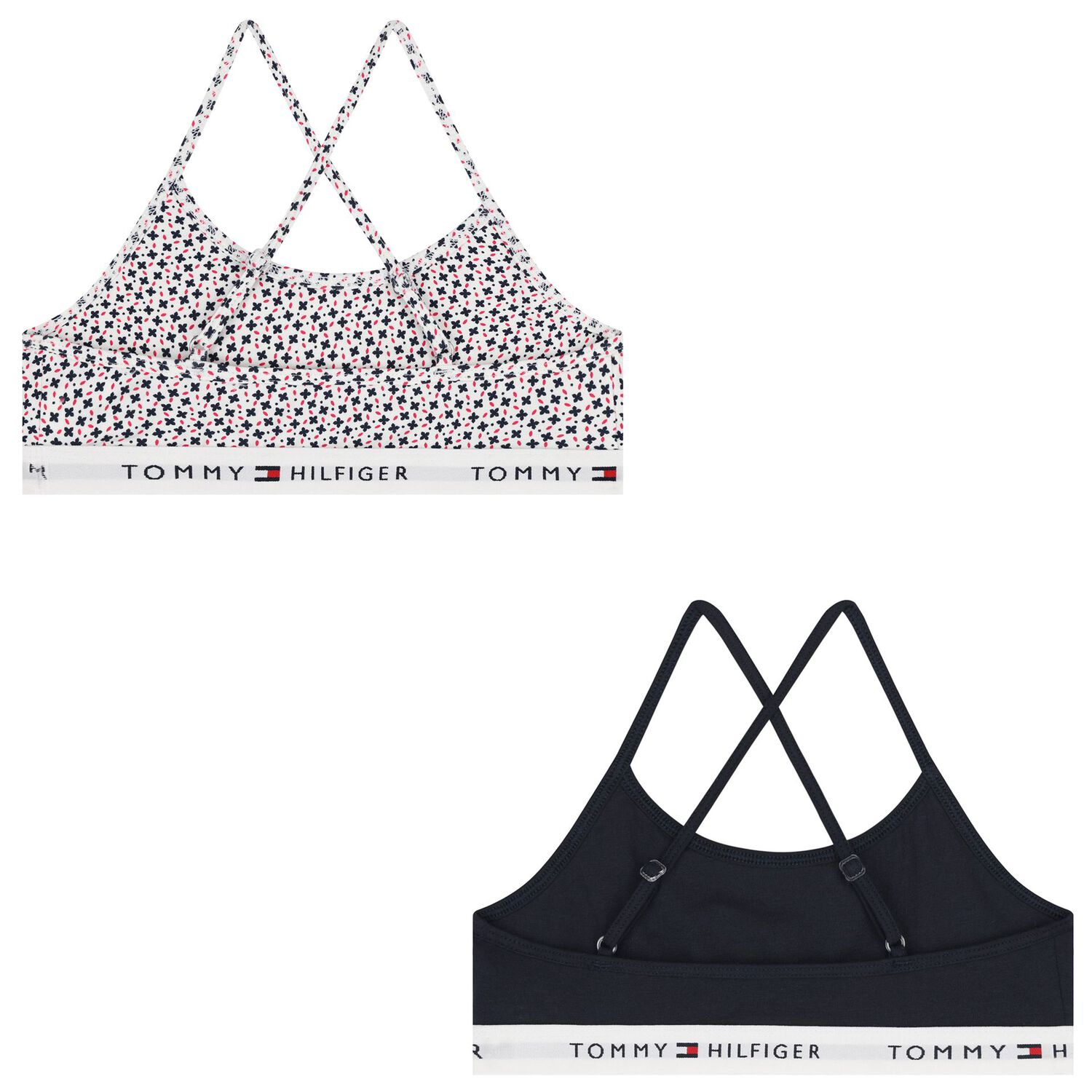 صدريات بناتية بشعار باللونين الأزرق والأبيض (عبوة من قطعتين), 1, hi-res