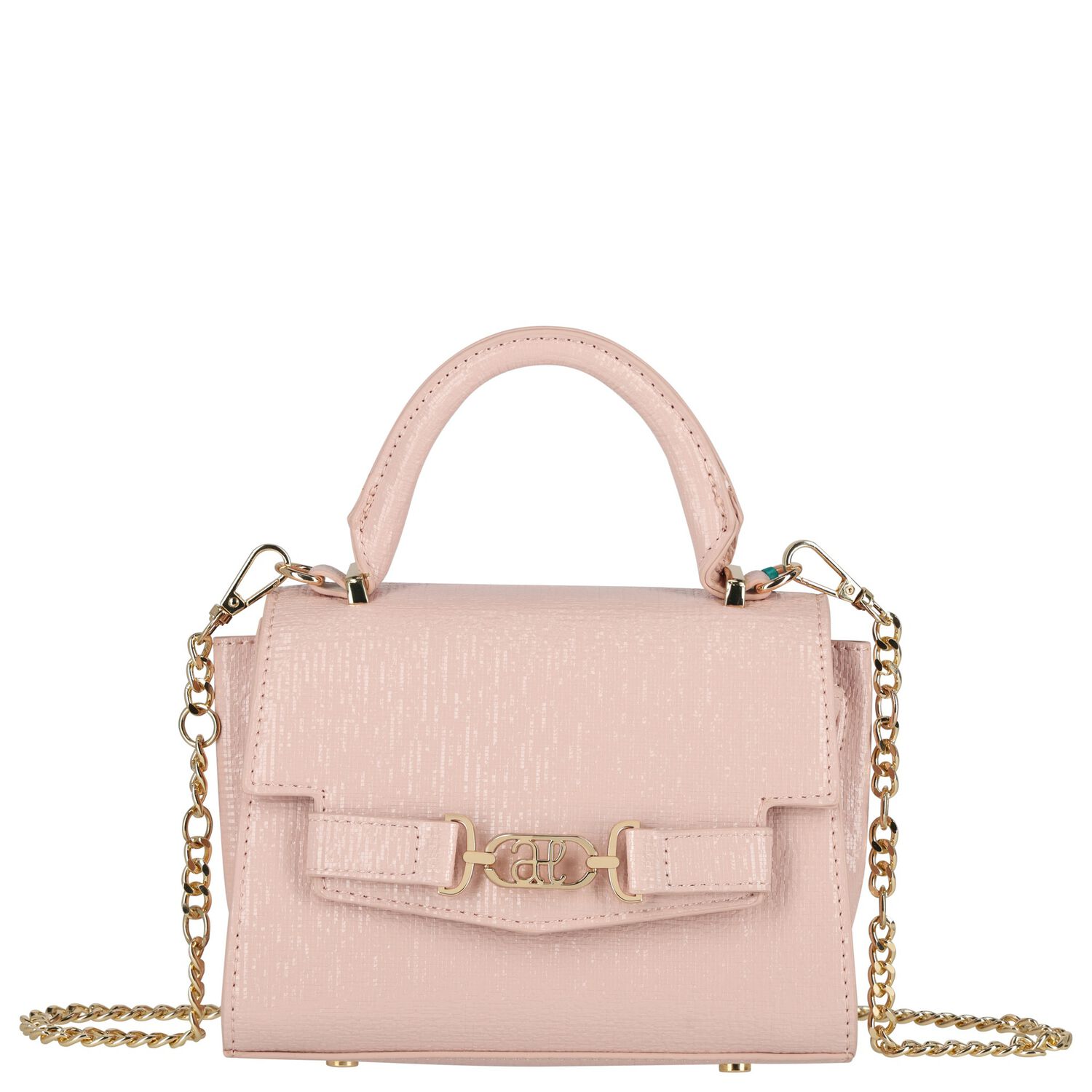 Girls Metallic Pink Textured Faux Leather Handbag, 1, hi-res