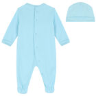 Blue Teddy Bear Logo Babygrow Set, 1, hi-res