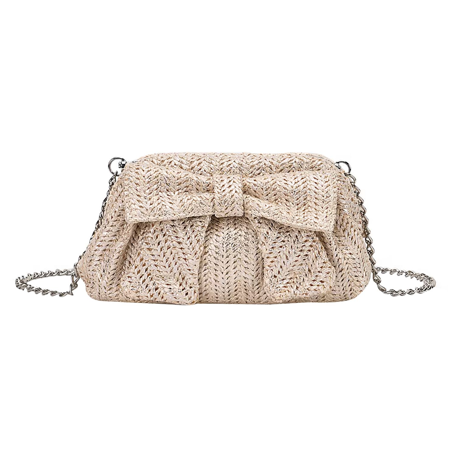 Girls Beige Bow Handbag, 2, hi-res