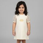 Younger Girls Ivory & Gold Bag Dress, 1, hi-res