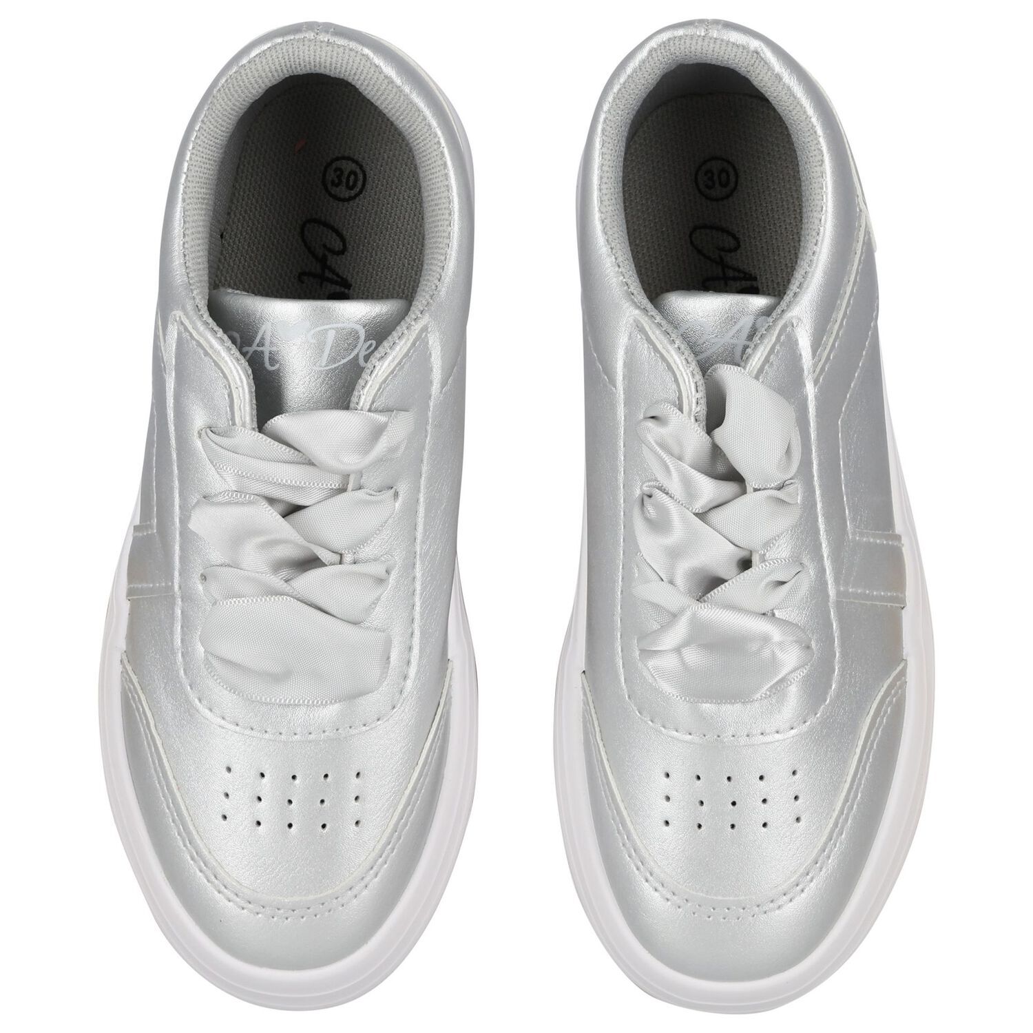 Girls Silver Logo Chunky Trainers, 1, hi-res