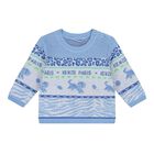 طقم بنطلون اولاد بالشعار باللون الأزرق , 1, hi-res