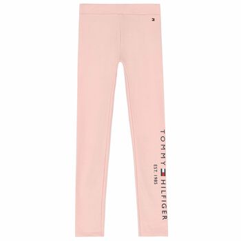 Girls Pink Logo Leggings