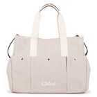 Beige Canvas Logo Changing Bag, 1, hi-res