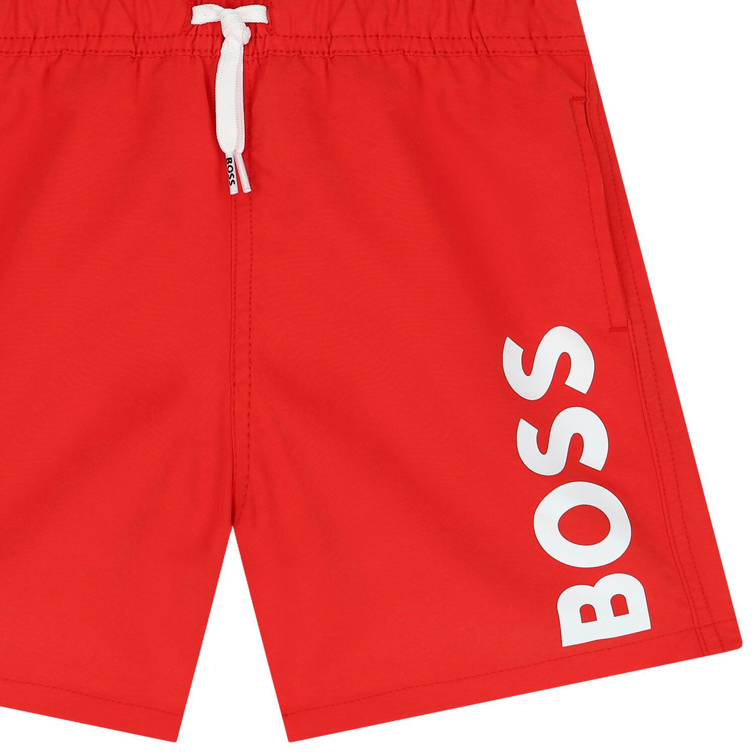 Boys Red Logo Swim Shorts, 4, hi-res image number null