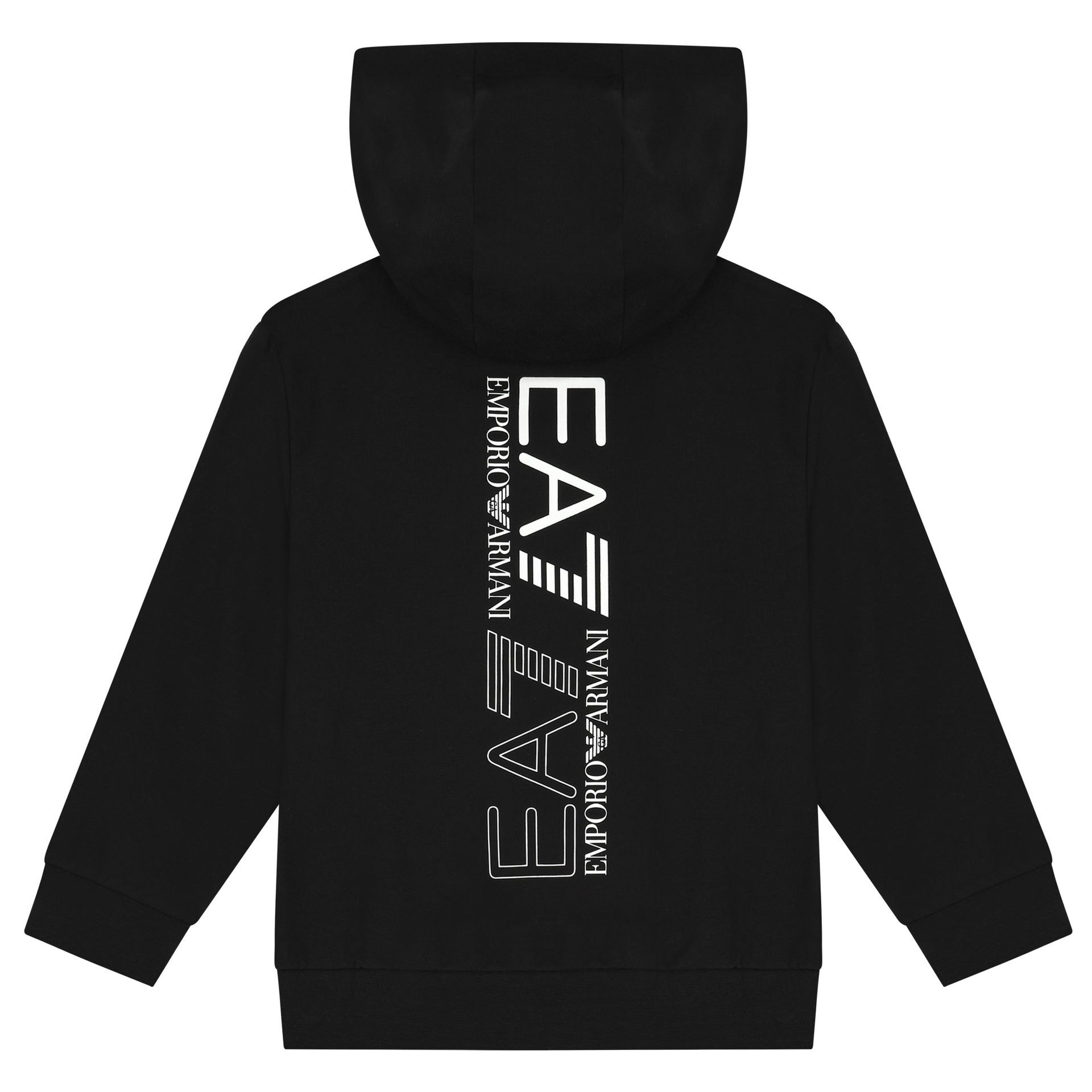 EA7 Emporio Armani Boys Black Logo Hooded Top Junior Couture QA