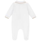 Baby Boys White Logo Babygrow, 1, hi-res