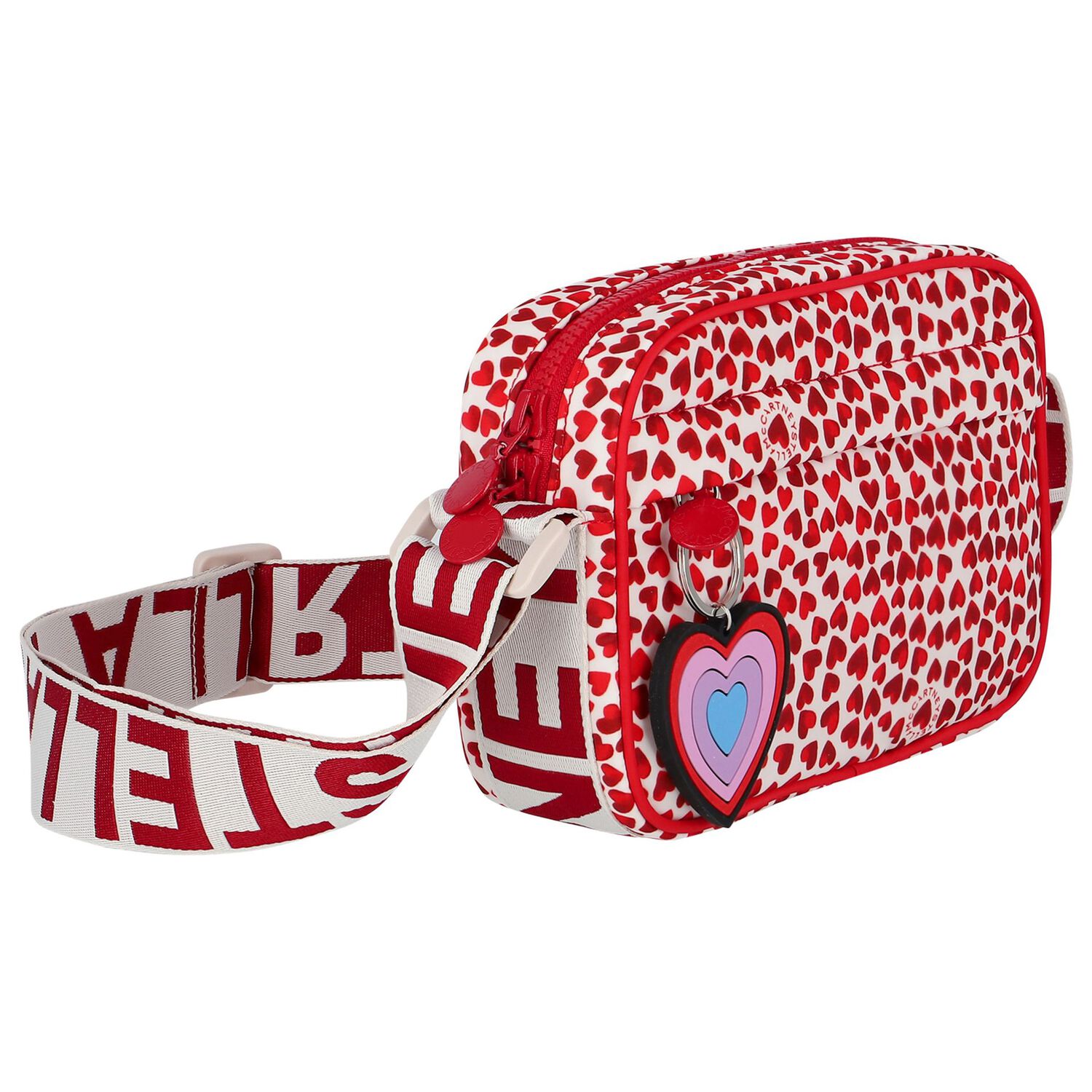 Girls Ivory & Red Hearts Bag, 1, hi-res