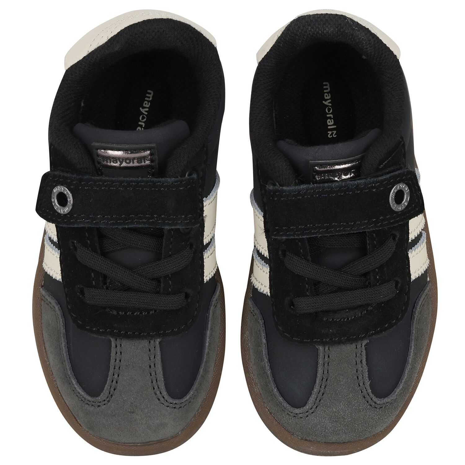 Younger Boys Black & White Trainers, 2, hi-res