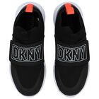 حذاء رياضى أولاد بالشعار باللون الأسود والأبيض, 1, hi-res