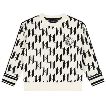 Boys White & Black Logo Sweatshirt