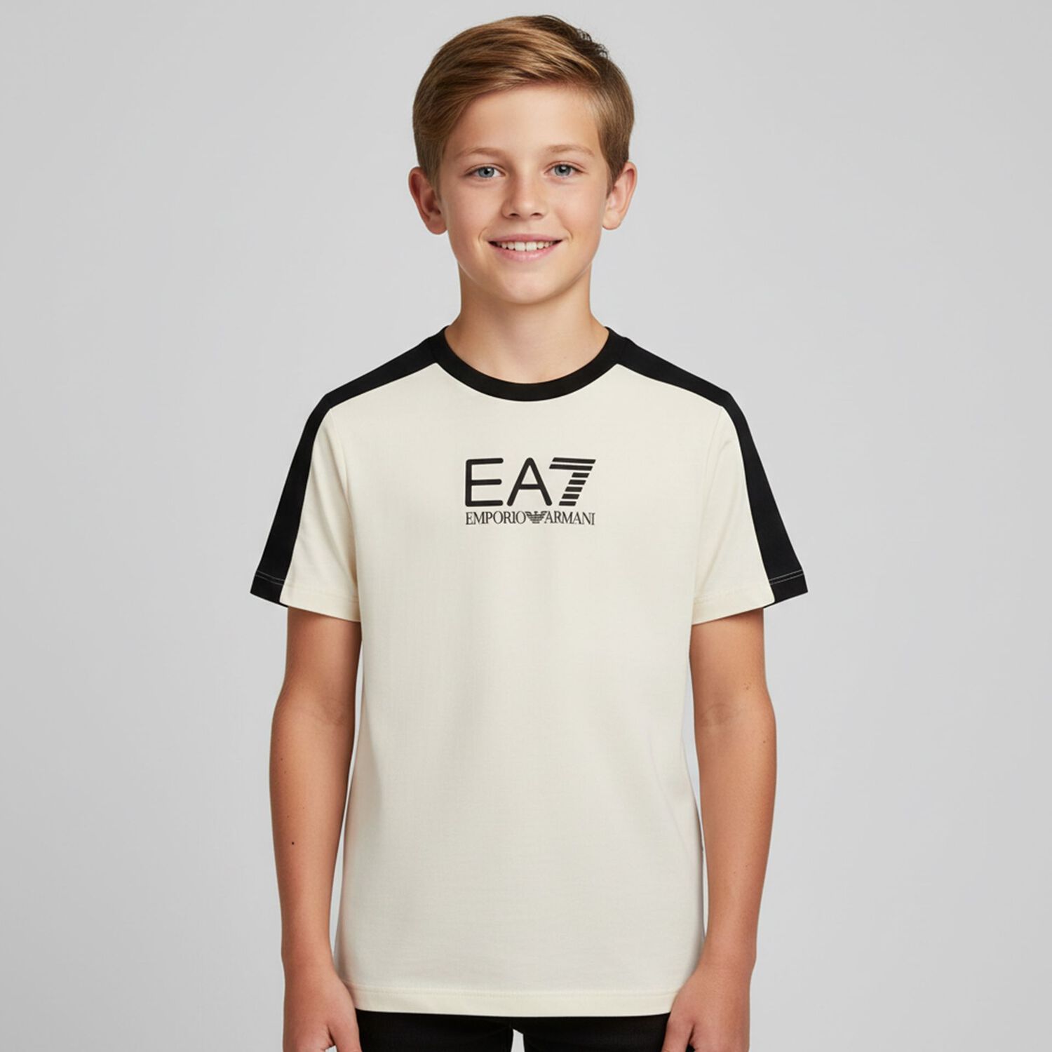 Boys Beige Logo T-Shirt, 1, hi-res