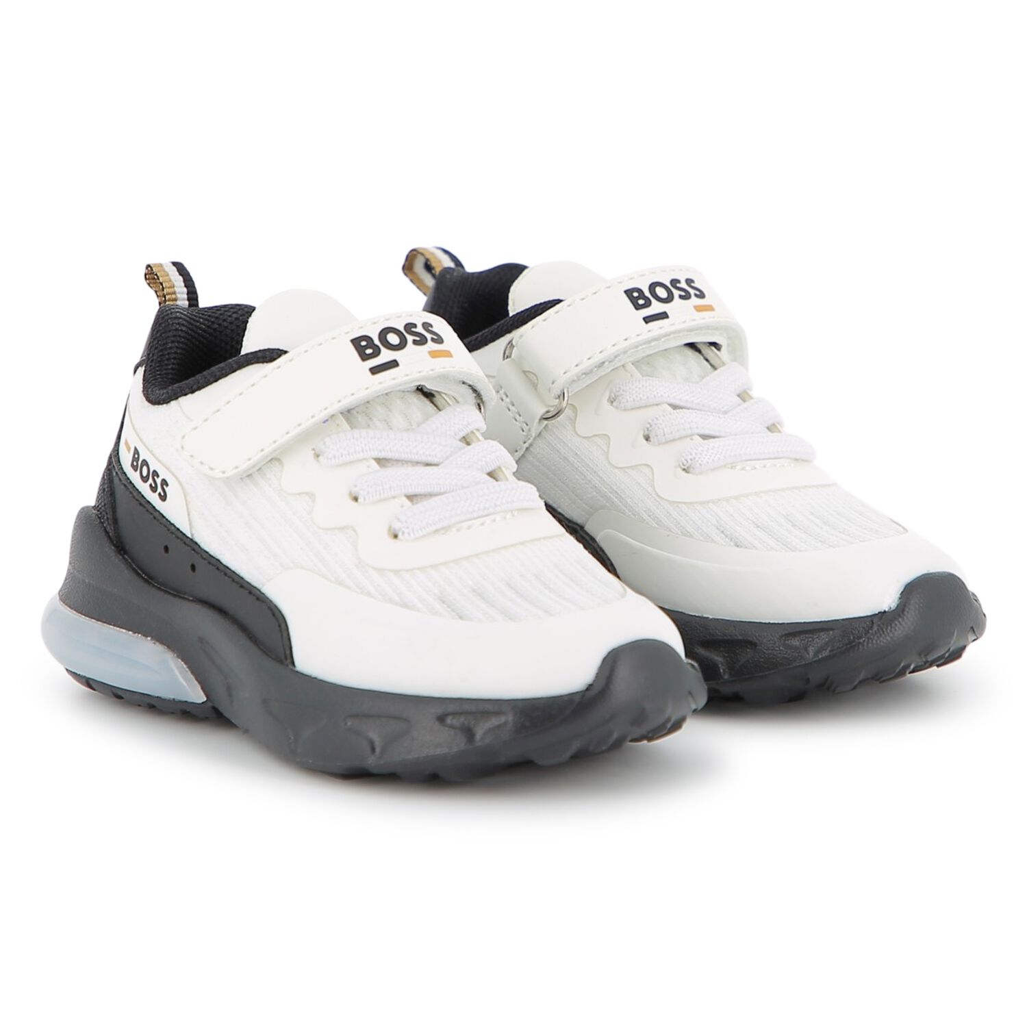 Boys White Logo Trainers, 1, hi-res