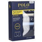 Boys Ivory, Blue & Navy Blue Logo Boxer Shorts ( 3-Pack ), 2, hi-res