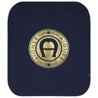 Baby Boys Navy & Gold Logo Blanket, 3, hi-res