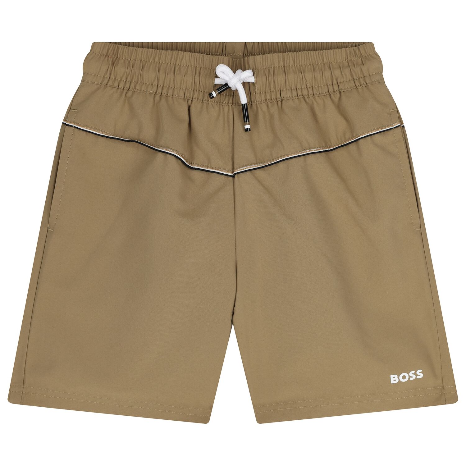 Boys Beige Logo Swim Shorts, 1, hi-res