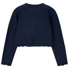 Girls Navy Blue Knitted Cardigan, 4, hi-res