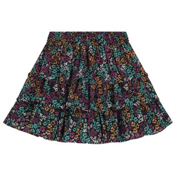 Girls Black Floral Layered Skirt