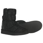 حذاء بناتي أسود بشعار, 1, hi-res