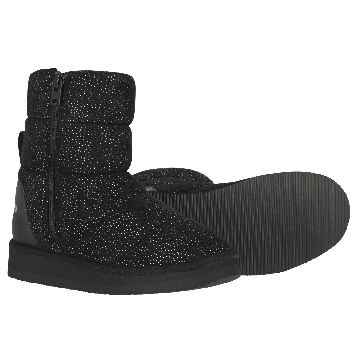 حذاء بناتي أسود بشعار, 1, hi-res