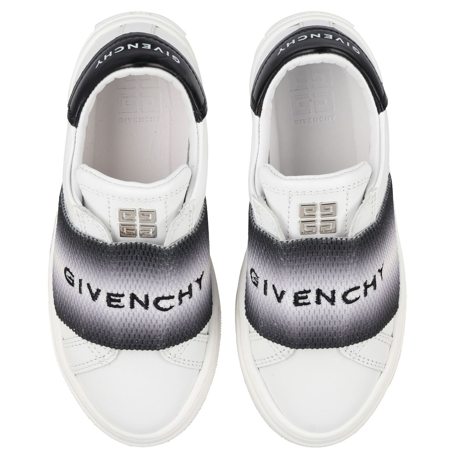 White & Black Logo Trainers, 1, hi-res