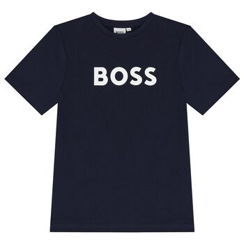 BOSS تيشيرت أولاد بالشعار باللون الكحلي, 3 تيشيرت أولاد بالشعار باللون الكحلي