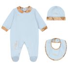 Baby Boys Blue & Beige Geo Map Babygrow Gift Set, 1, hi-res