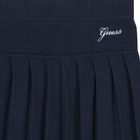 Girls Ivory & Navy Blue Logo Knit Skirt Set, 1, hi-res