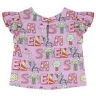 توب بنات بشعار الورد باللون البنفسجي, 1, hi-res