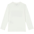 Boys Ivory Logo Long Sleeve Top, 1, hi-res