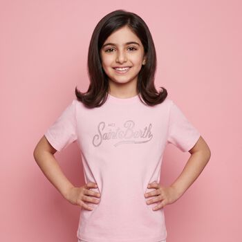 Girls Pink Embellished Logo T-Shirt