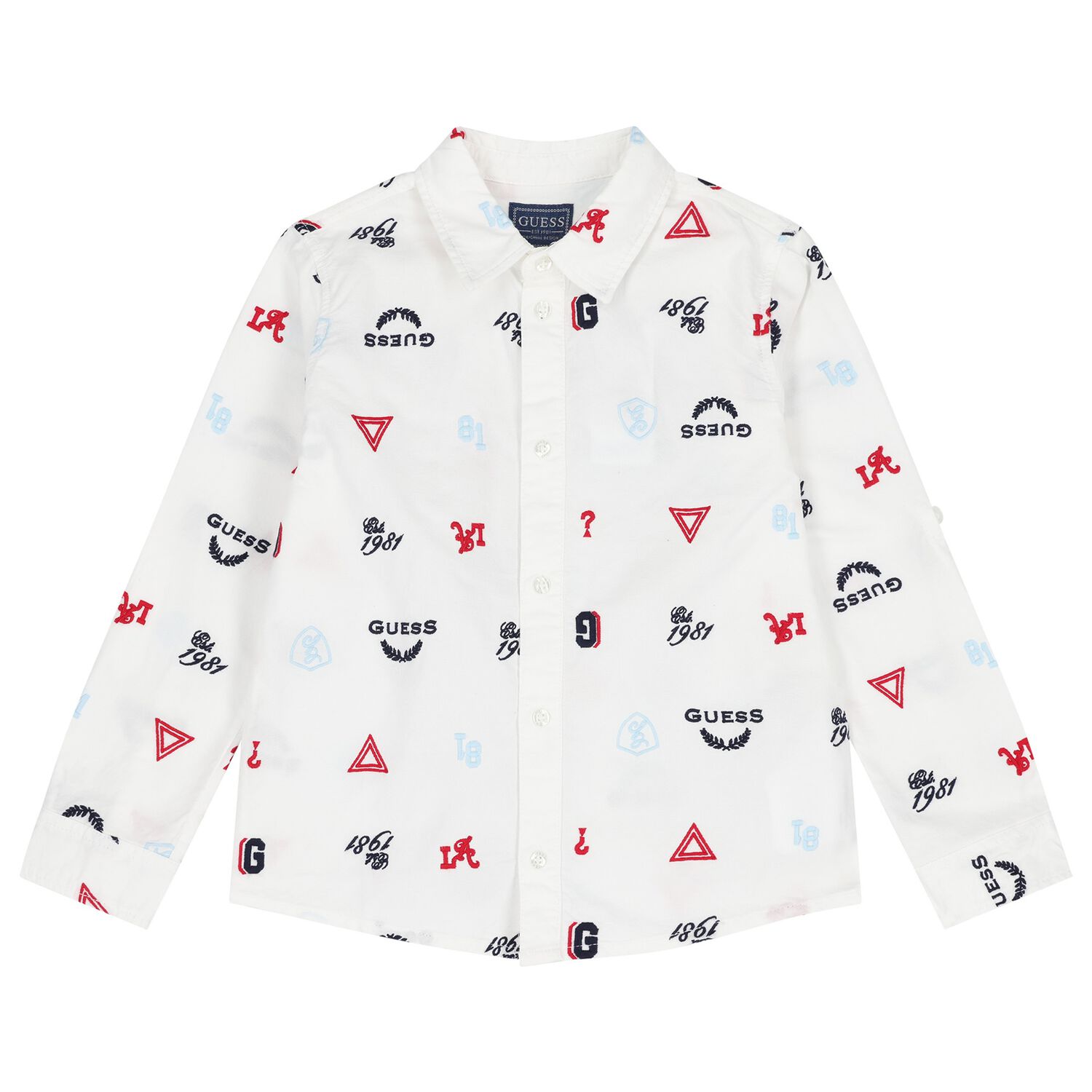 Boys White Logo Shirt, 1, hi-res