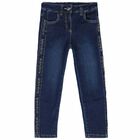 Girls Blue & Gold Logo Jeans, 1, hi-res