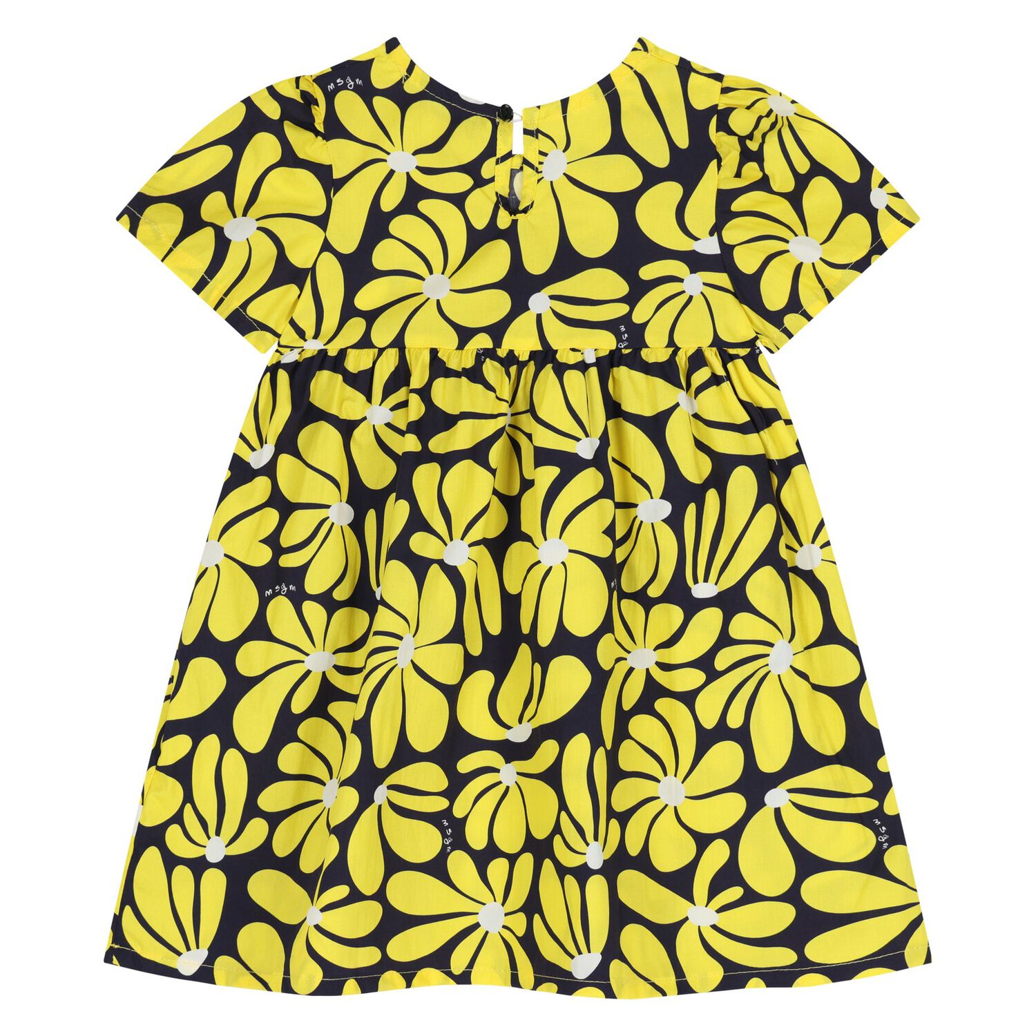 Younger Girls Navy Blue & Yellow Floral Dress, 2, hi-res