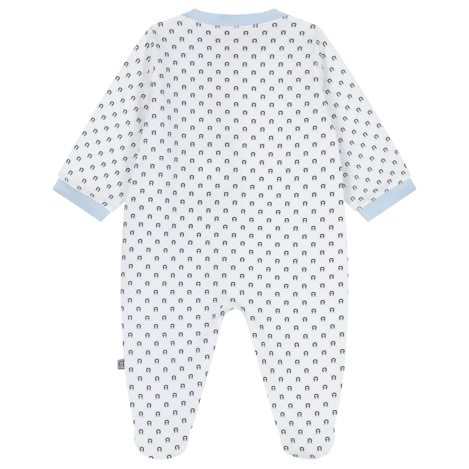 Baby Boys White & Blue Logo Babygrow, 2, hi-res
