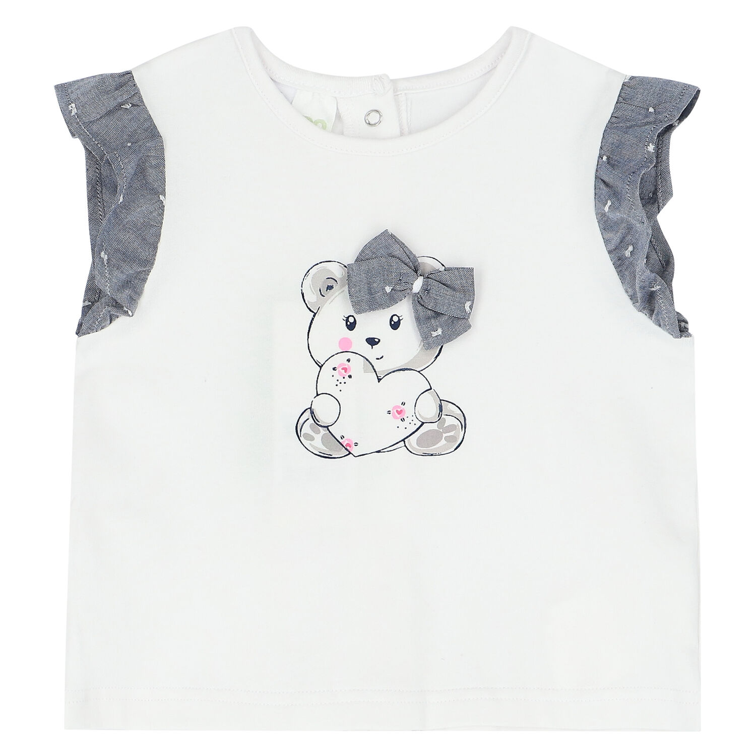 طقم شورت باللون الأبيض والأزرق للبنات, 1, hi-res