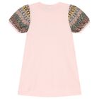 فستان بنات بالشعار باللون الوردي , 4, hi-res