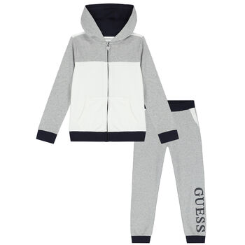 Boys White & Grey Logo Tracksuit