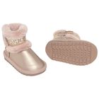 Younger Girls Rose Gold Faux Leather Boots, 4, hi-res